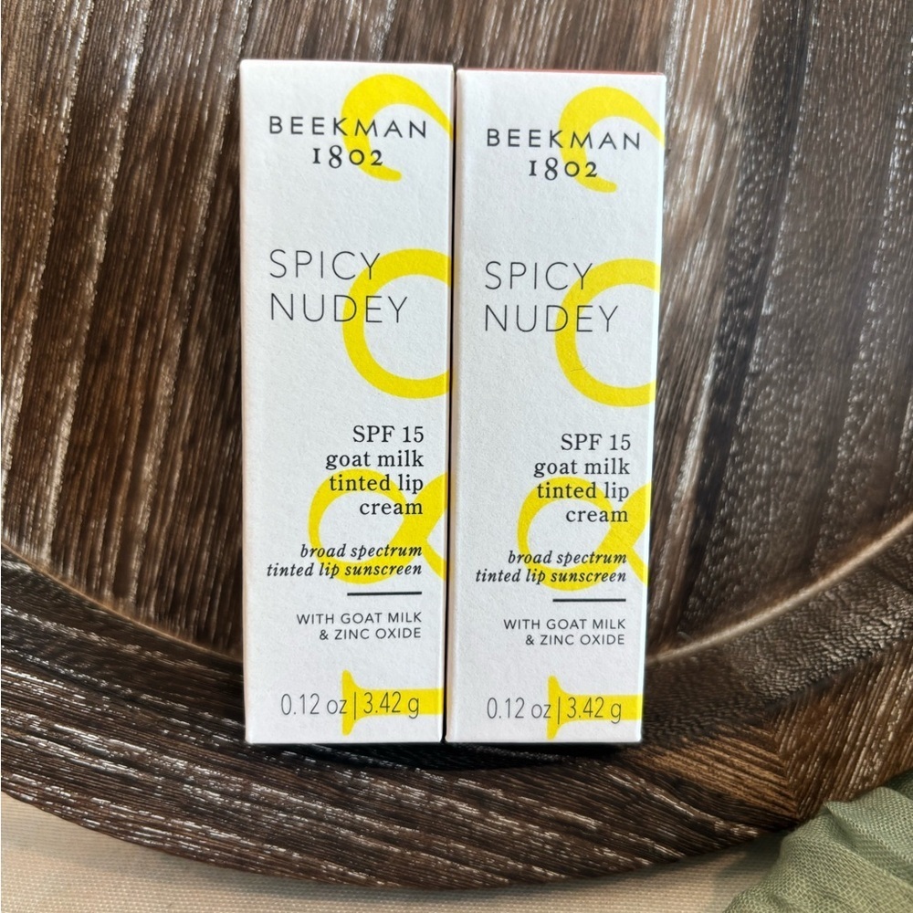 Beekman 1802 Spicy Nudey SPF 15 Tinted Lip Cream Set of 2 NWT